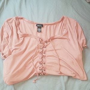 Rue 21 pink tie front top